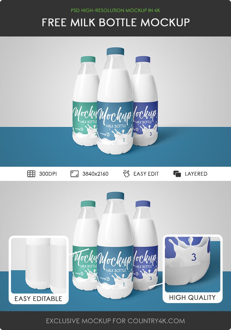 Free Milk Bottle MockUp