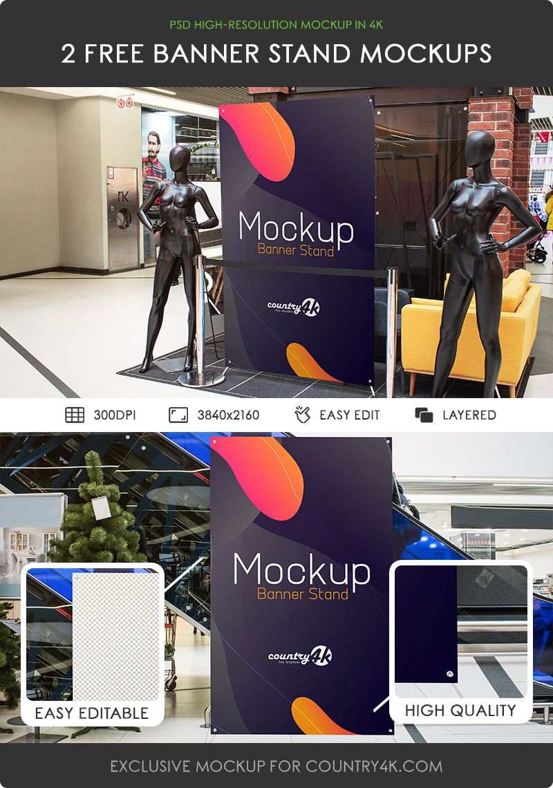 2 Free Banner Stand MockUps