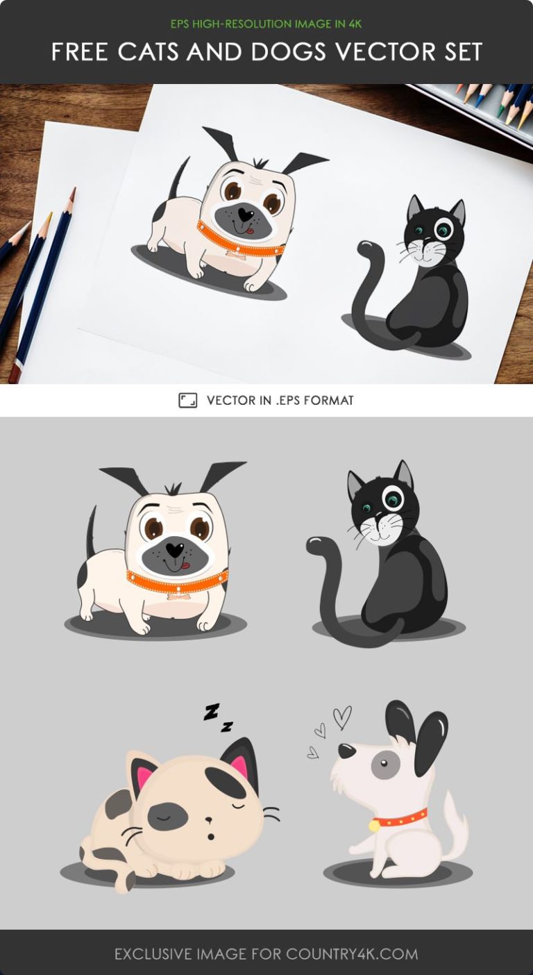 Free Cats and Dogs Vector Set - Country4k