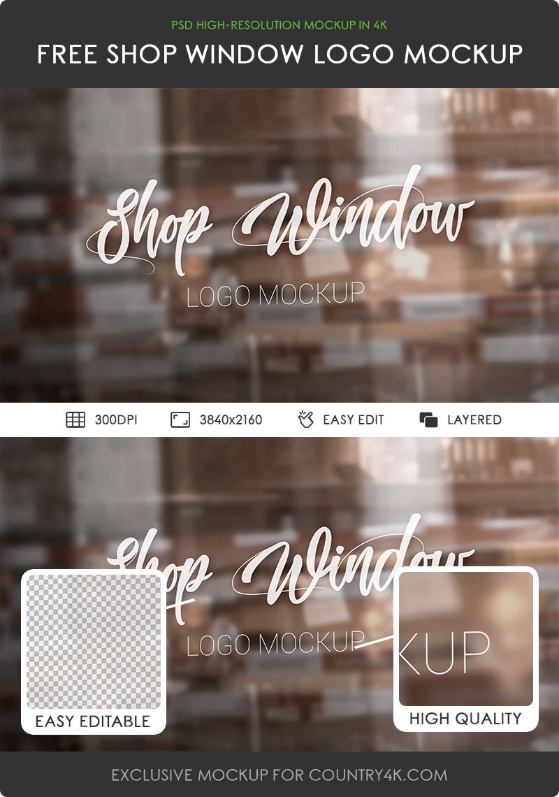 Free Shop Window Logo MockUp