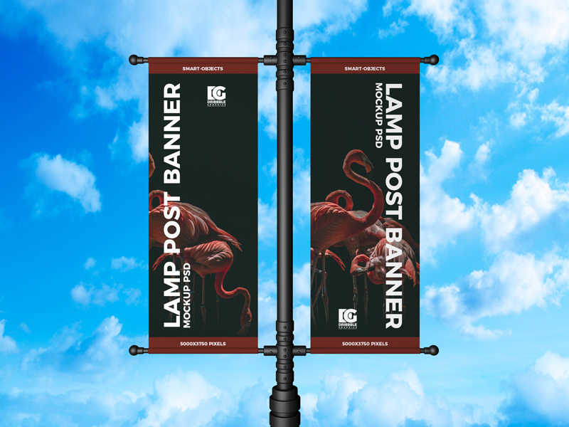 Free Lamp Post Banner Mockup Psd Counrty4k