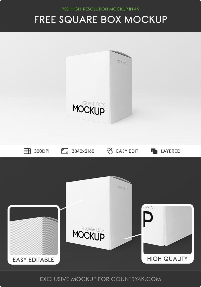 Download Free Square Box PSD MockUp in 4k - Counrty4k