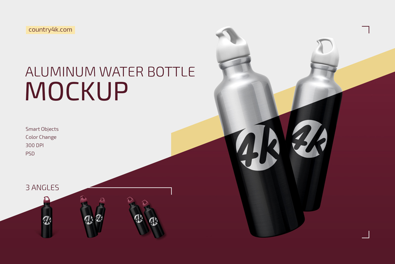 Aluminum Water Bottle Mockup Set 1
