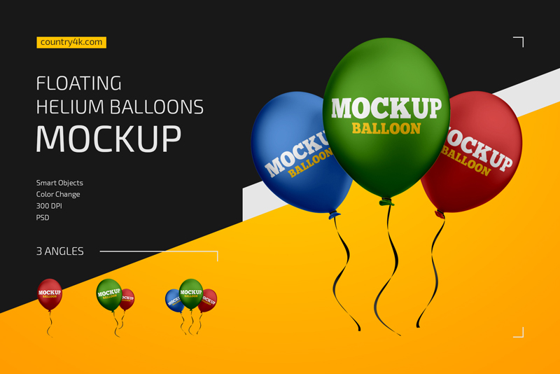 Floating Helium Balloons Mockup Set 1