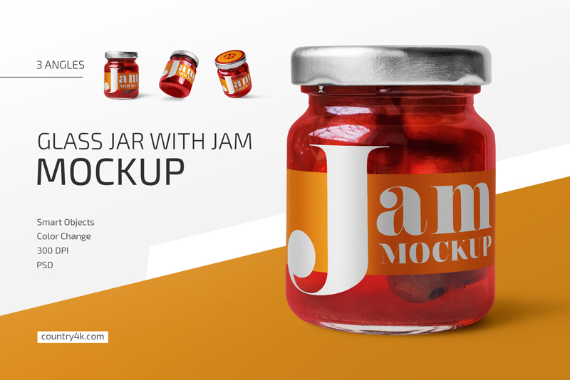 Glass Jar with Jam Mockup Set 1