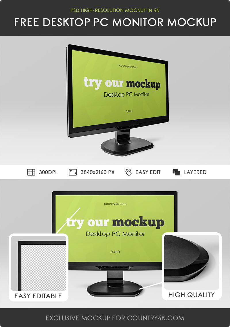 2 Free Desktop PC Monitor Mockups