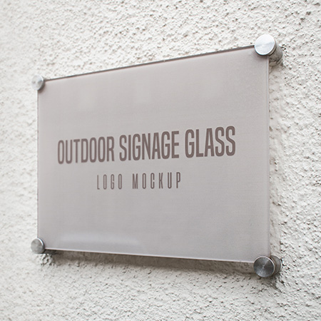 Glass Signage Logo Mockup Set