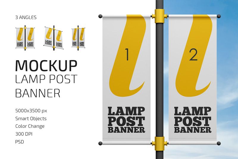 Lamp Post Banner Mockup Set 1