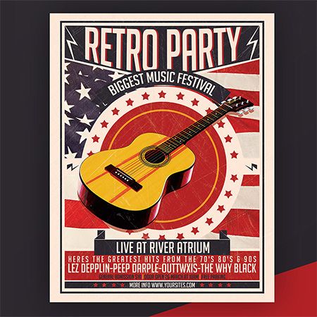 Free Retro Party PSD Flyer Template