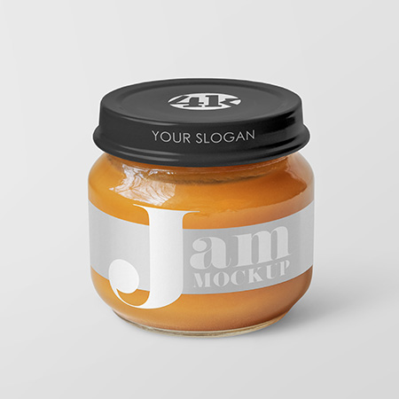 Glass Jar with Peach Jam Mockup Set