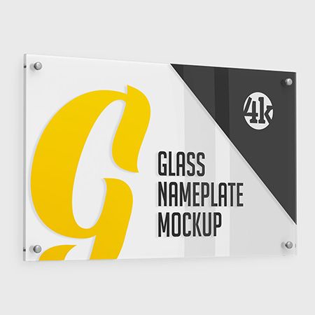Rectangular Glass Nameplate Mockup Set