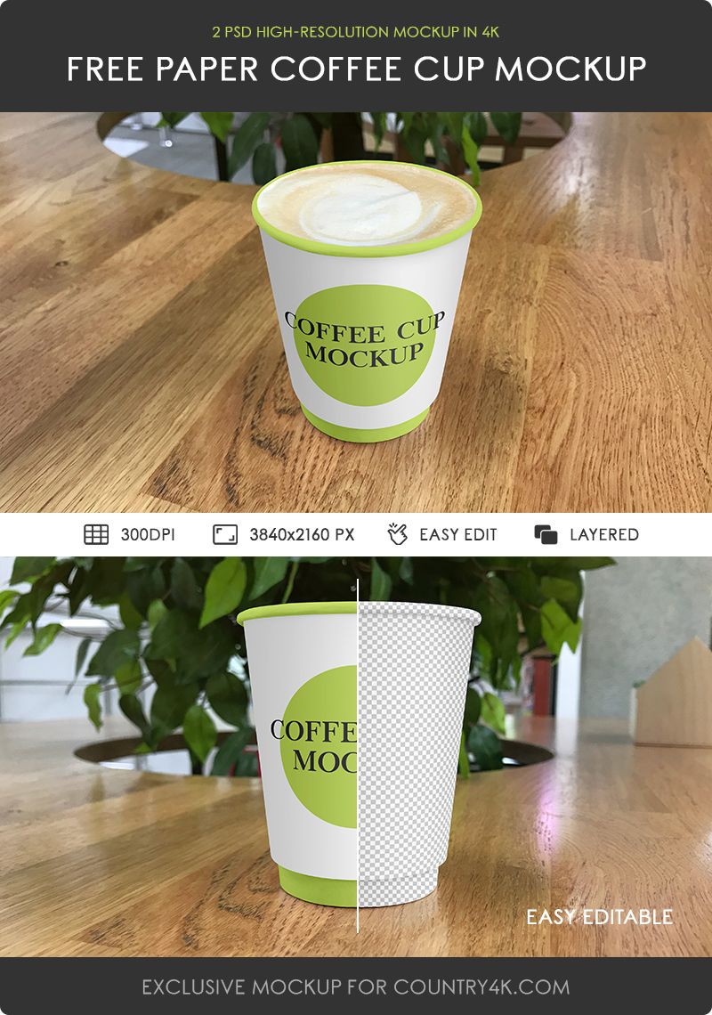 2 Free Paper Coffee Cup on Cafe Table Mockups