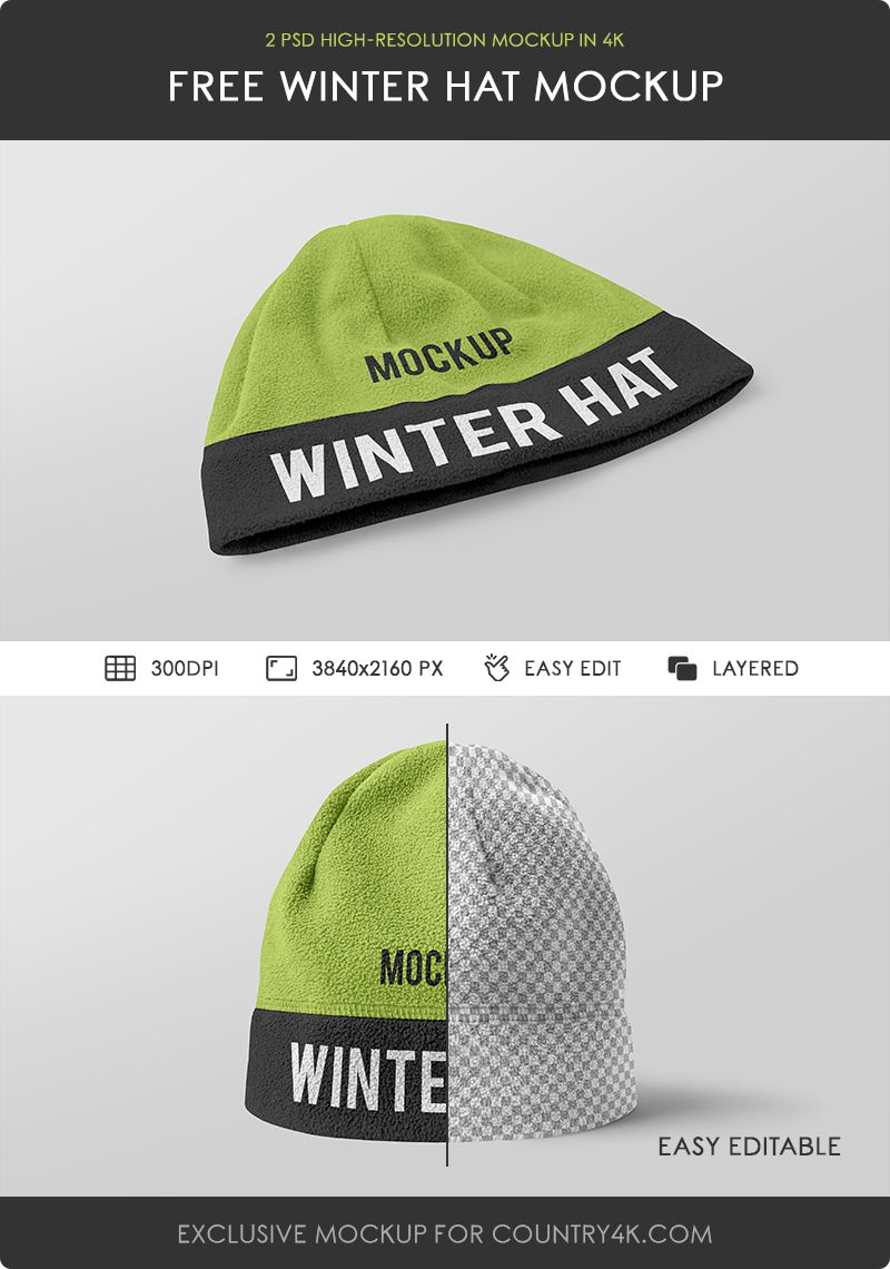 2 Free Winter Hat Mockups