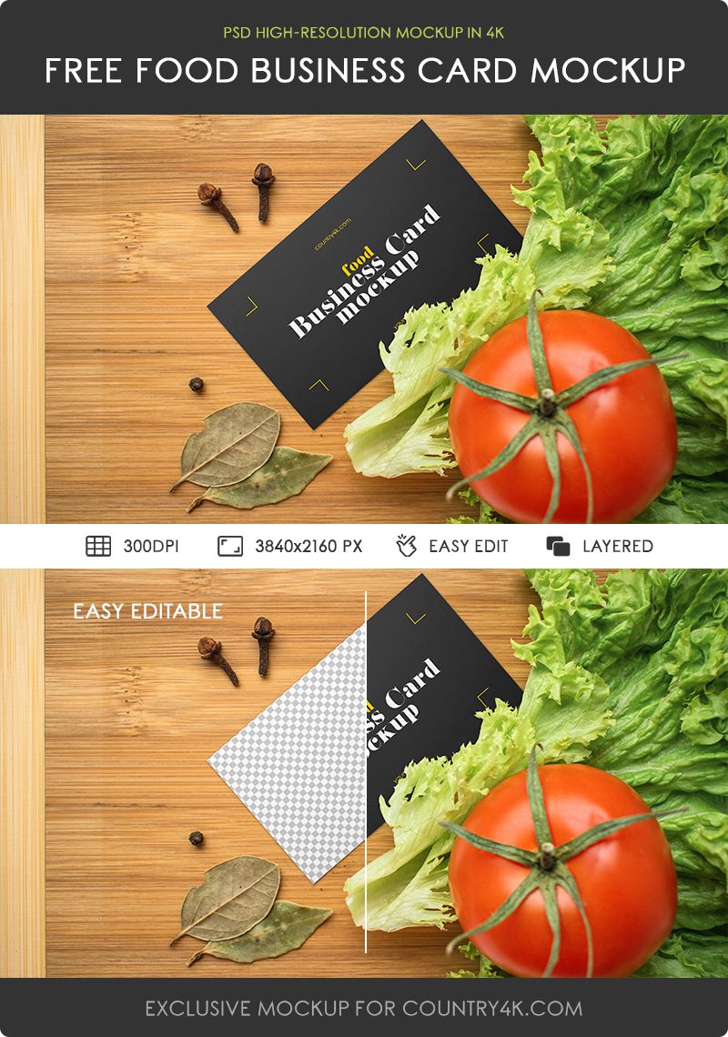 Free Food Business Card Mockup