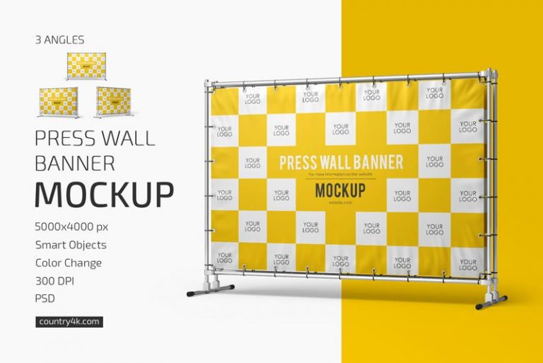 Press Wall Banner Mockup Set Counrty4k
