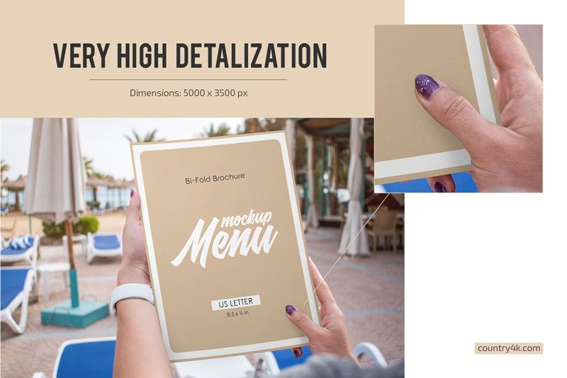Bi-Fold Brochure Restaurant Menu Mockup Set 2