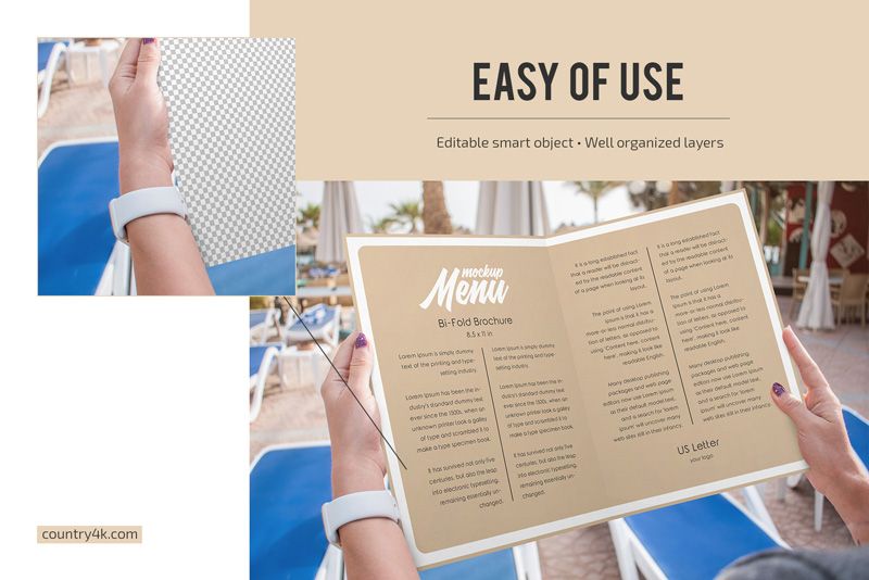 Bi-Fold Brochure Restaurant Menu Mockup Set 3