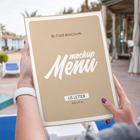 Bi-Fold Brochure Restaurant Menu Mockup Set