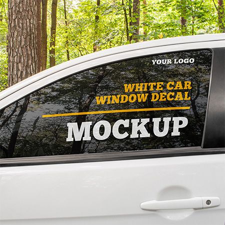 White Car Window Decal Mockup Set