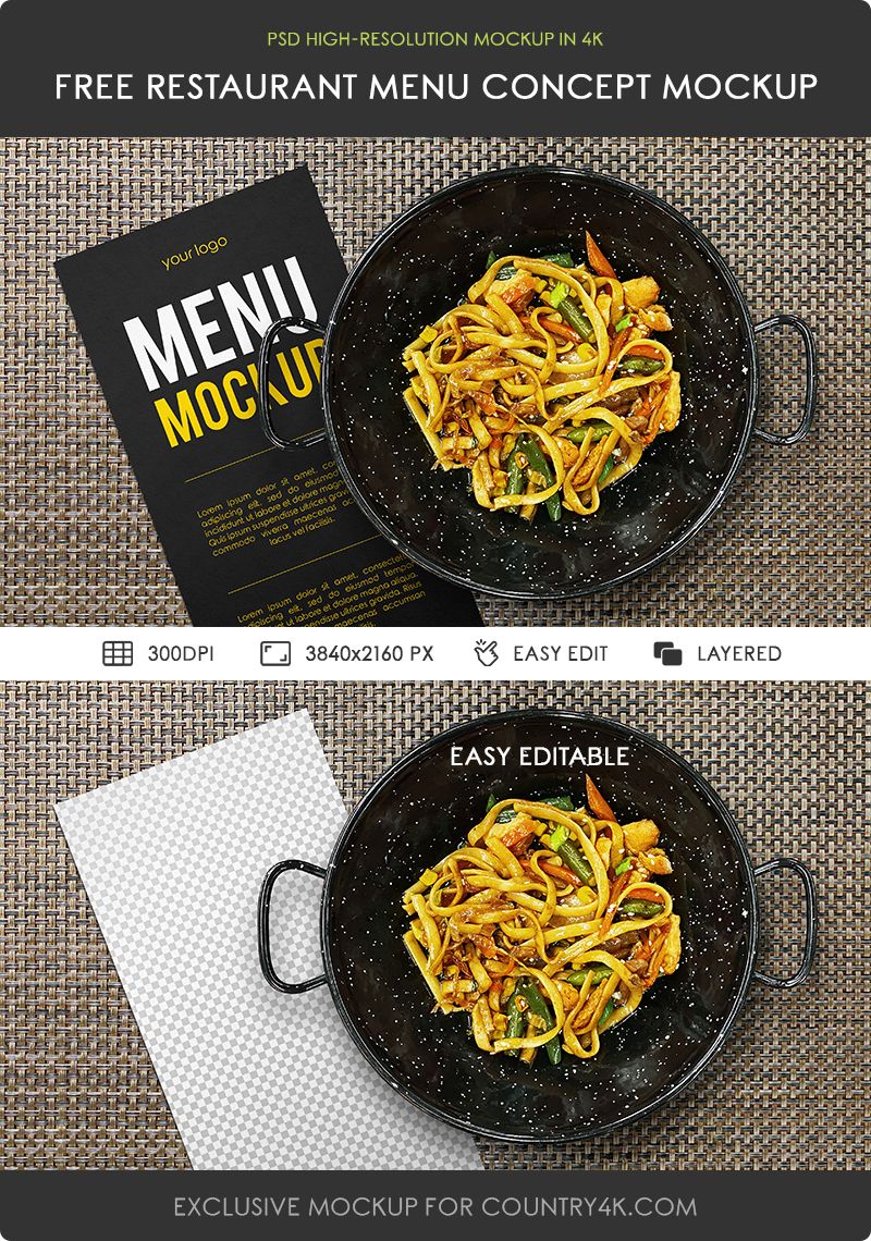 Free Restaurant Menu Concept Mockup