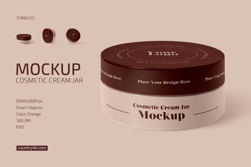 Matte Cosmetic Cream Jar Mockup Set 1