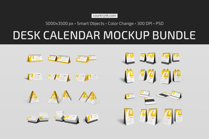 Desk Calendar Mockup Bundle 1