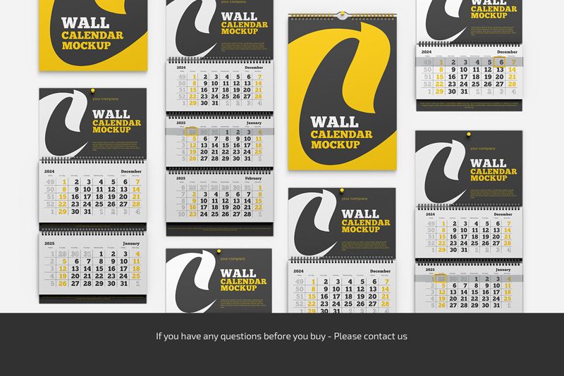 Wall Calendar Mockup Bundle 4