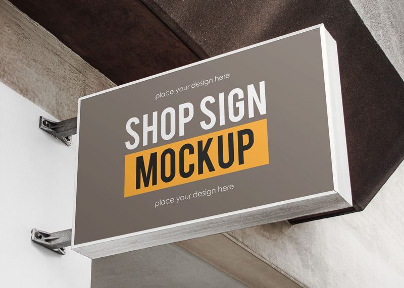 Free Shop Sign Logo Mockup