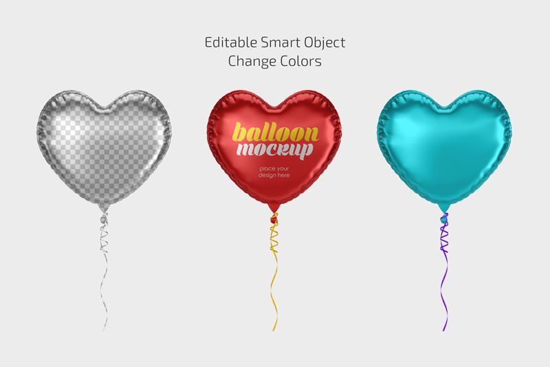 Heart Foil Balloon Mockup Set 2