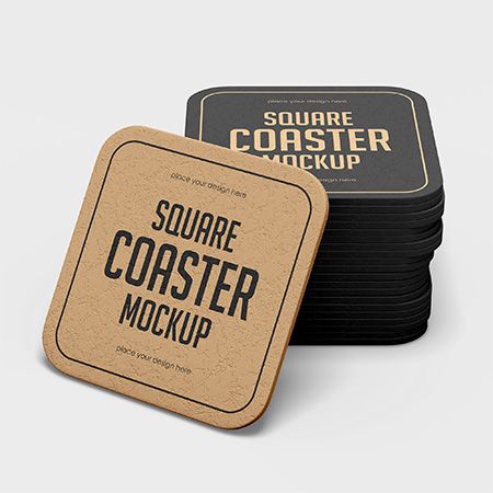 Square Beer Coaster Mockup Set