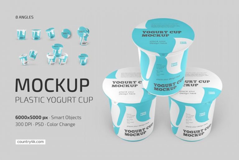 Plastic Yogurt Cup Mockup Set - Country4k
