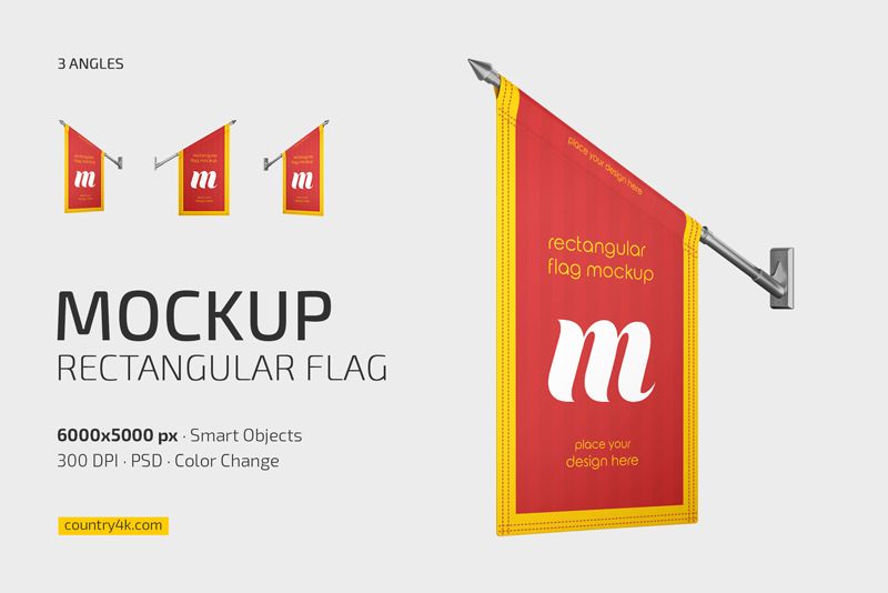 Rectangular Flag Mockup Set 1