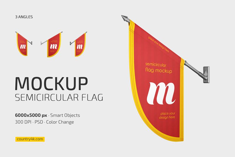 Semicircular Flag Mockup Set 1