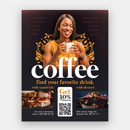 Preview mockup small free coffee flyer psd template