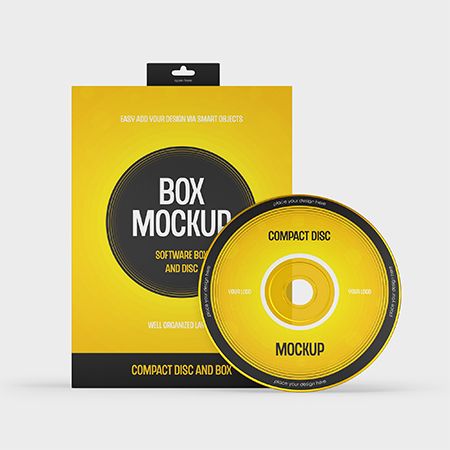 Preview mockup small software box and disc mockup set