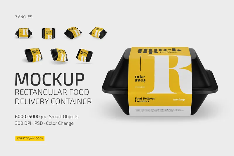 Preview 1 rectangular food delivery container mockup set