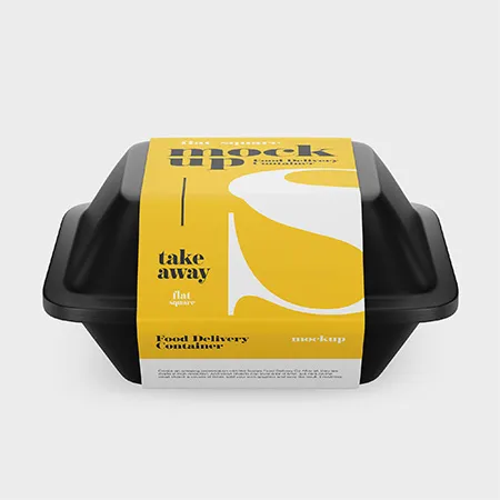 Flat Square Food Delivery Container Mockup Set