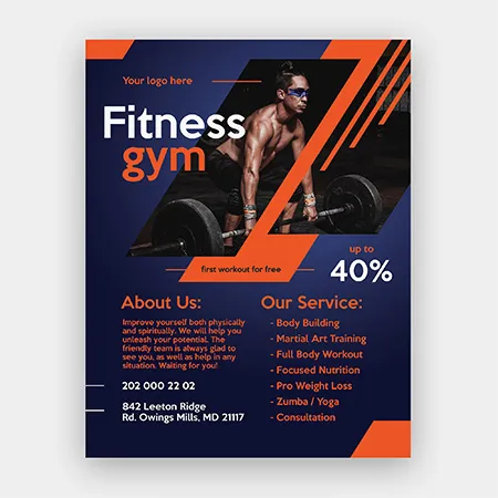 Preview mockup small free gym and fitness flyer psd template