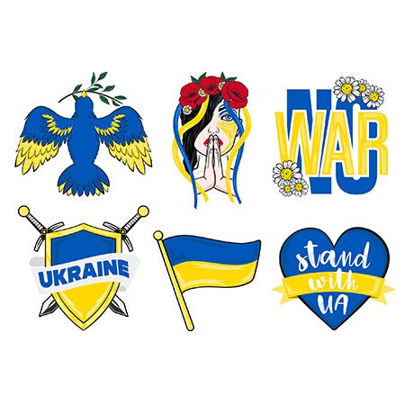 Preview mockup small free ukraine stikers vector collection