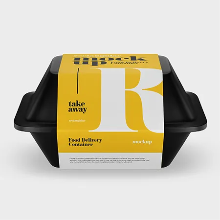 Preview mockup small rectangular food delivery container mockup set
