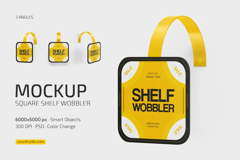 Preview 1 square shelf wobbler mockup set