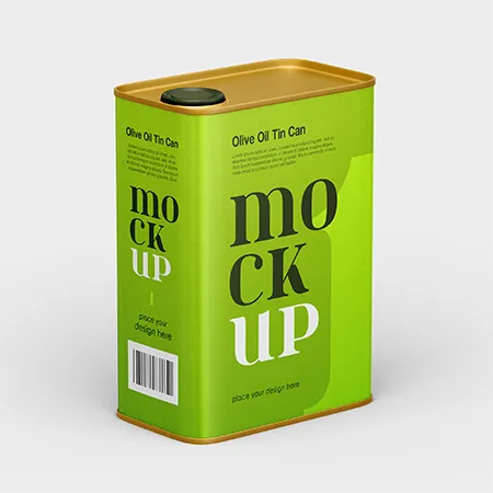 Preview mockup small free olive oil tin can mockup set