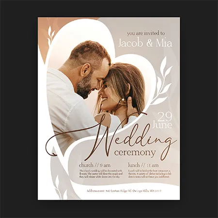 Preview mockup small free wedding flyer psd template