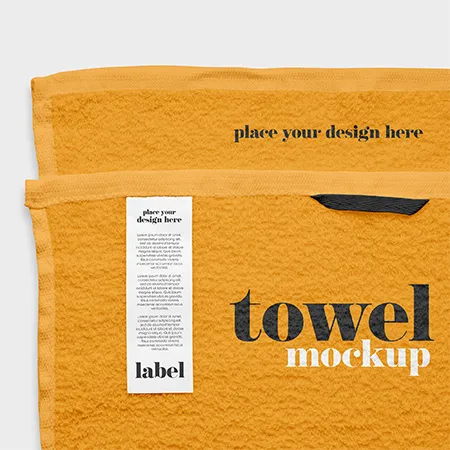 Preview mockup small free label on towel mockup