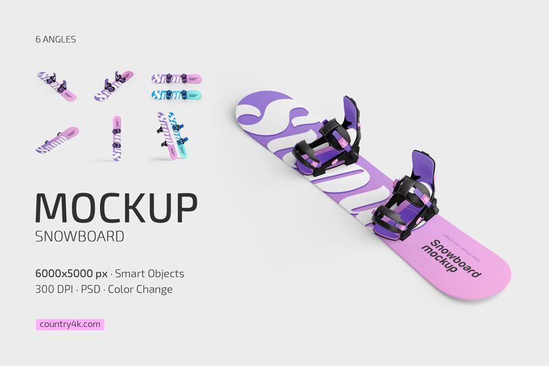 Preview 1 snowboard mockup set