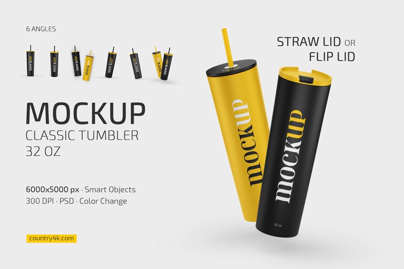 Preview 1 straw flip lid tumbler 32 oz mockup