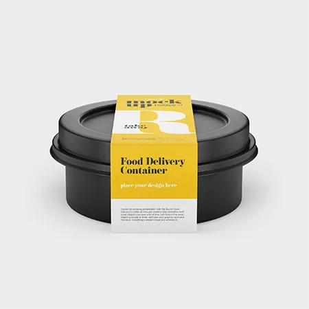 Round Food Delivery Container Mockup Set
