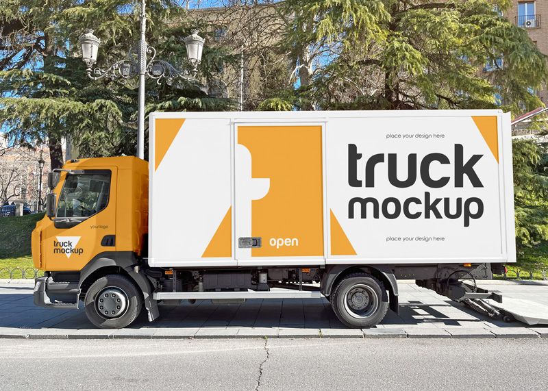 Preview transport truck free transport truck mockup