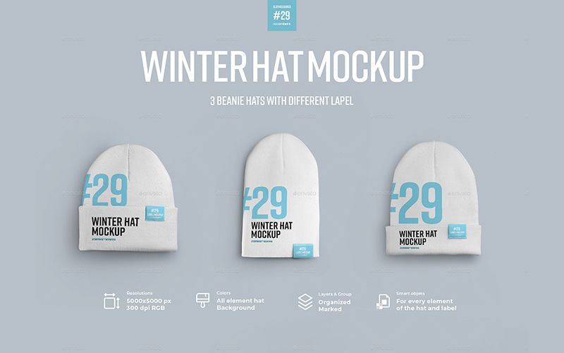 23 30 premium and free winter hat mockup in psd