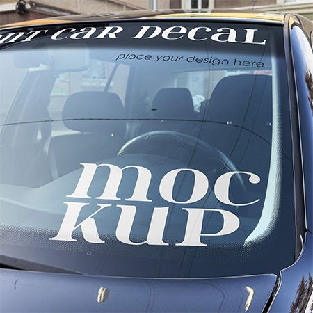 Preview mockup small front car window decal free mockup psd